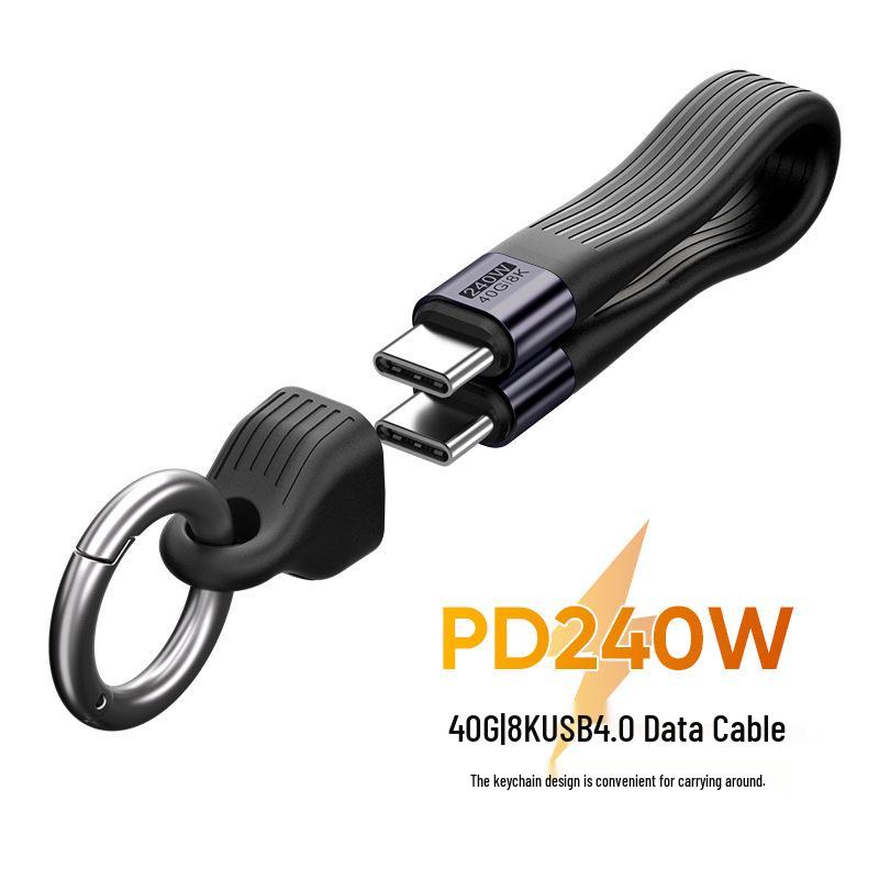 8K HD Video, 240W Super Fast Charging, 40Gbps High-Speed Keychain Data Cable