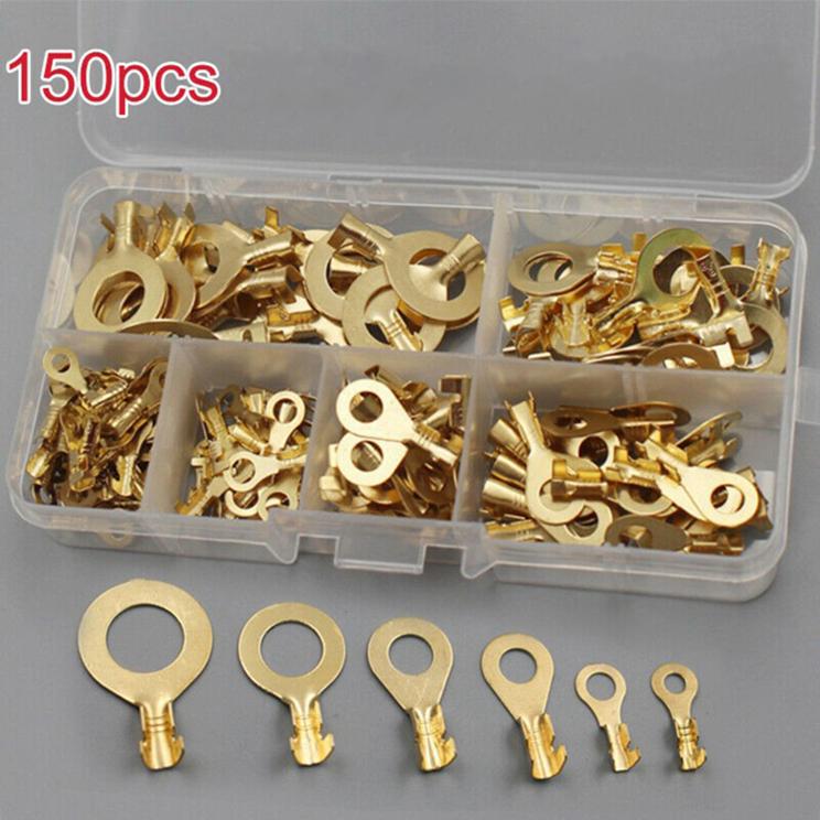 150/300 / 450PCS M3 / M4 / M5 / M6 / M8 / M10 Ring Lugs Copper Crimp Terminal Lugs Wire Connector Insulated Assortment Kit