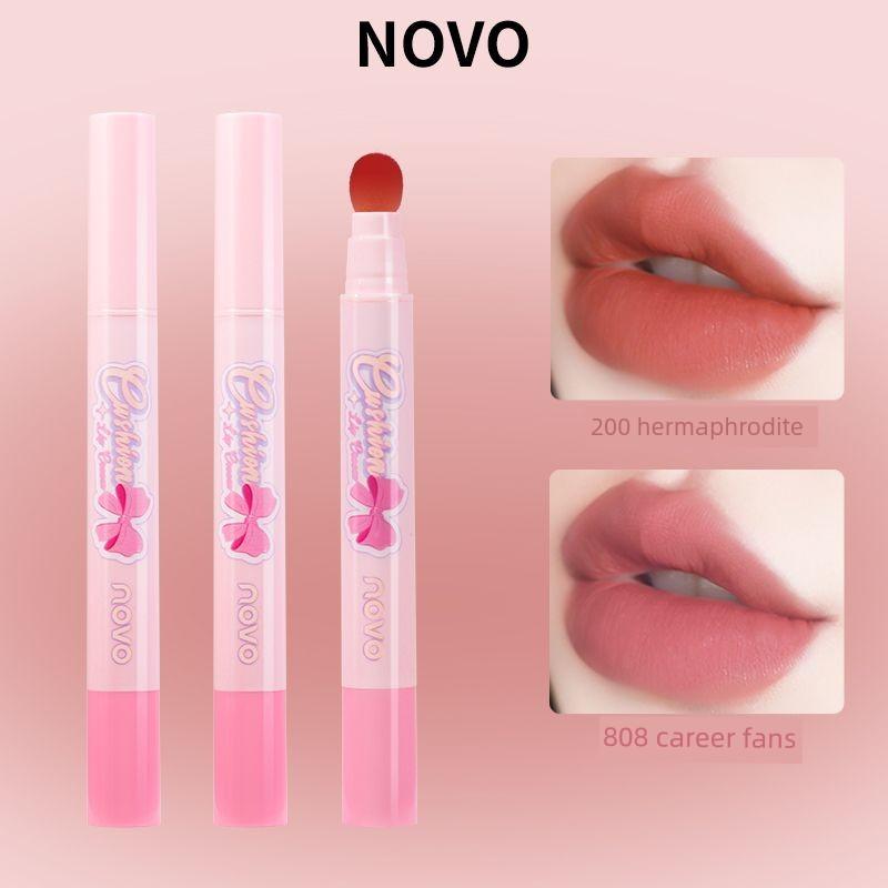 Novo Lip Cream Matte Velvet Mist Lip Mud Plush Tip Nude Lipstick No-Makeup Lip Glaze Lip and Cheek Dual-Use