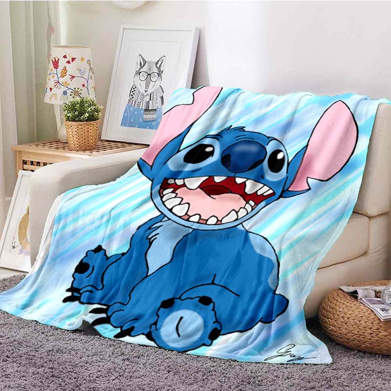 Pătură Drăguță cu Desene Animate Stitch Animație Modă Flanelă Fleece Pufoasă Pătură Aruncată Copii Canapea Călătorie Camping