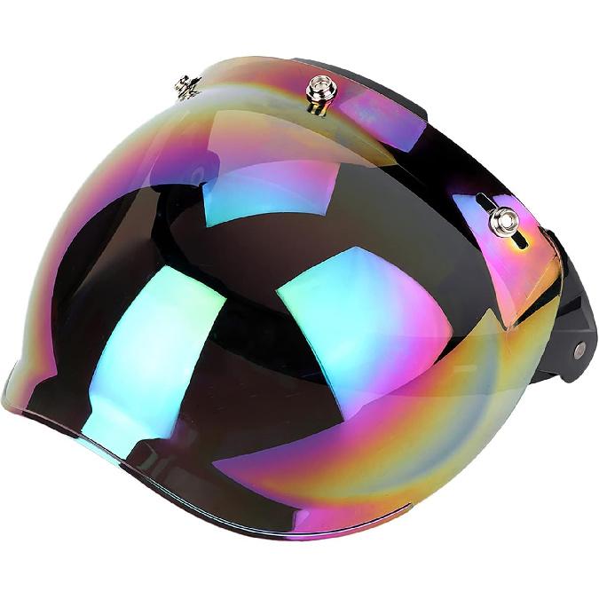 3 Snap Bubble Motorcycle Helmet Visor Face,3 Snap Visor Flip Open Face Bell Bubble Antifog 3/4 Up Adapter Lens Helmets,Motorcycle Retro 3 snap Sun