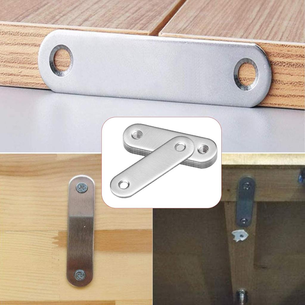20pcs Stainless Steel Corner Bracket Straight Brace Furniture Cabinet Shelves Repair Fix Connector