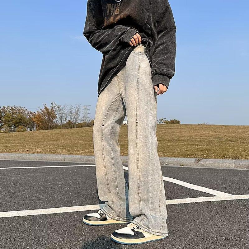 

JYL Mens Jeans Vintage Straight Loose Autumn American High Street Casual Denim Pants S безодня