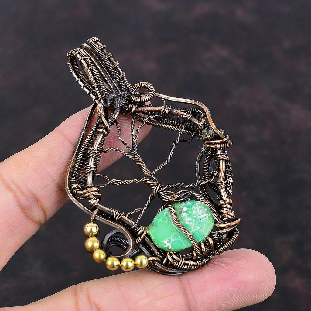 Tree Of Life Variscite Pendant Copper Wire Wrapped Pendant Variscite Jewelry Handmade Gemstone Pendant Wedding Gift Copper Wire Wrap Jewelry