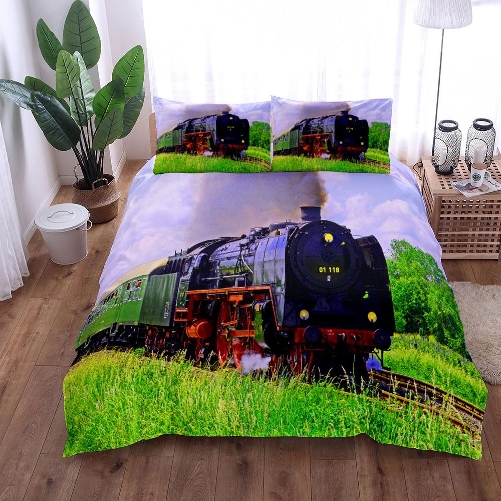 Steampunk Railroad Train Duvet Cover Set Usa King Queen Double Full Twin Single Size Bed Linen Set