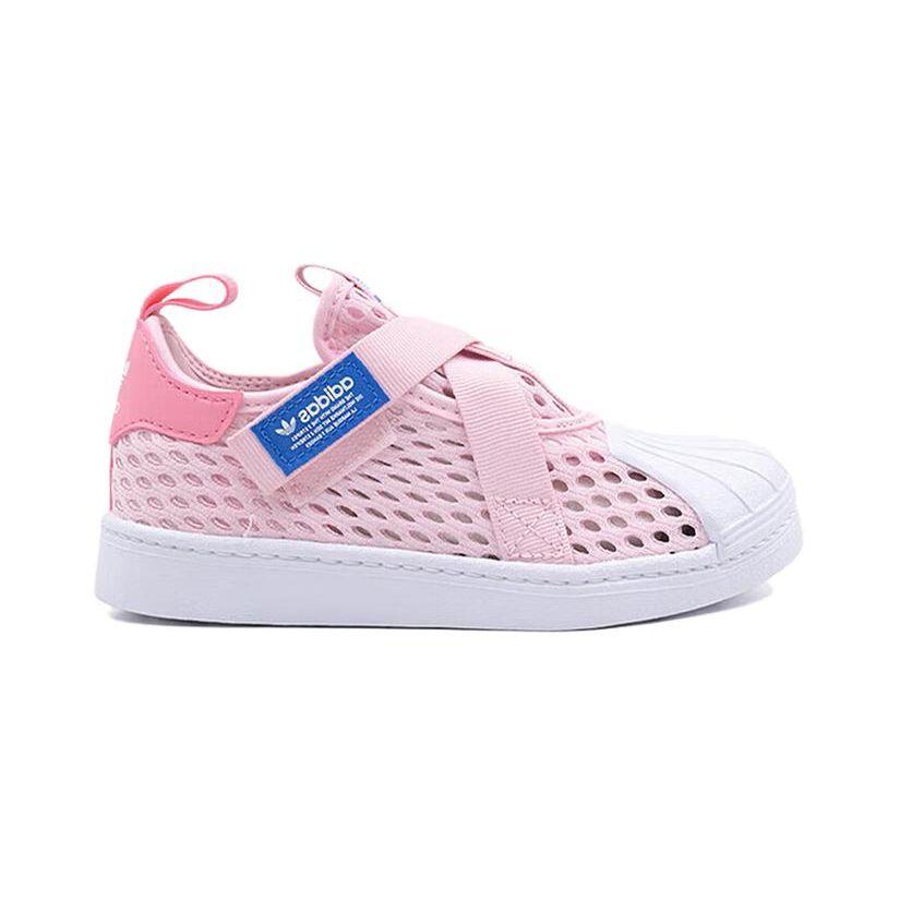 Adidas Originals Superstar 360 Mesh Comfortable Versatile Breathable Sweat-Absorbing Low-Top Kids Sneakers Kids Sneakers Pink White IE8193