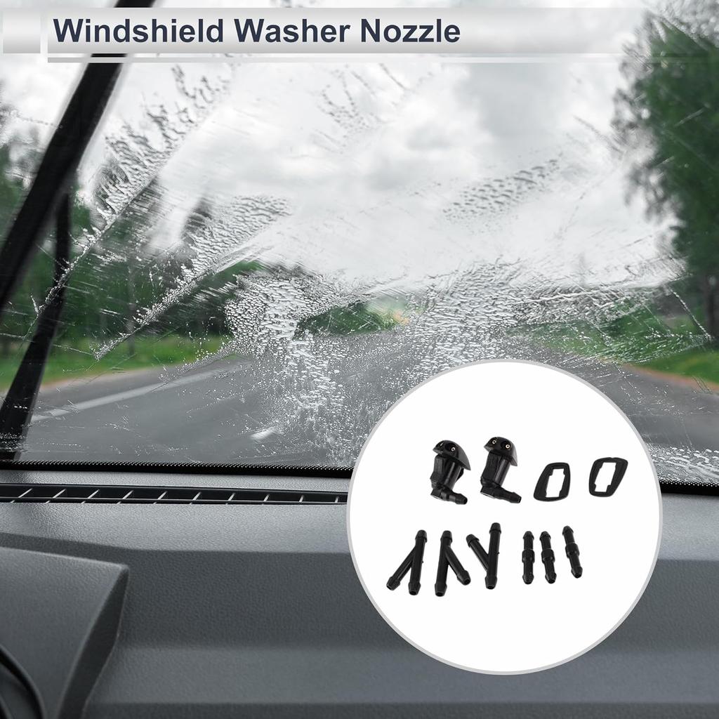 Bico Limpador de Para-brisa para Toyota Tacoma 2001-2004 Dianteiro C/ Conector Y de 3 Peças Mangueira Plástico Preto Car GJ6E67510B 1 Conjunto