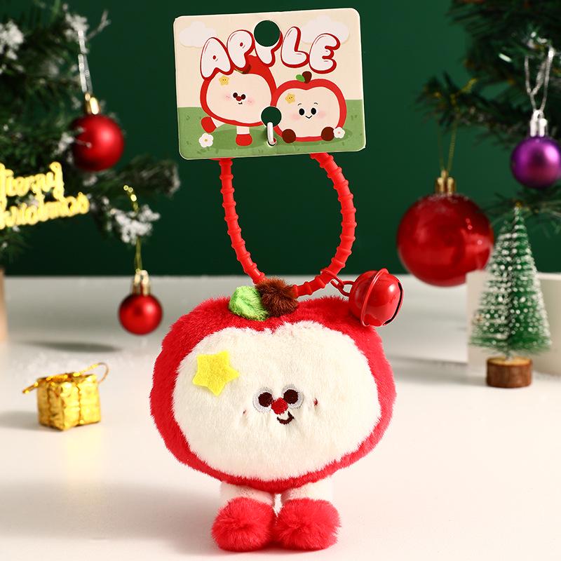Charming Plush Christmas Apple Keychain Pendant - Cute Children's Gift for a Festive Atmosphere