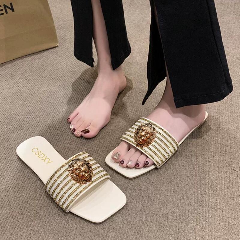 

Fashion Flat fashion slippers female summer outside wear new non-slip Harajuku style net red sandals large size sexy sandals 34 35