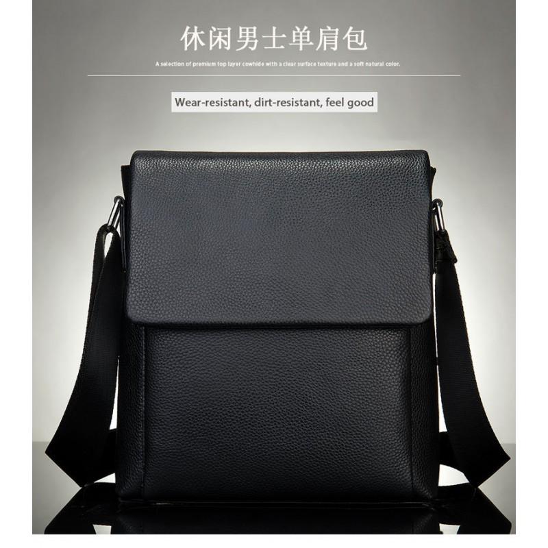 Head Layer Cowhide Men's Shoulder Bag Casual Covered Single Trendy Versatile Commuting