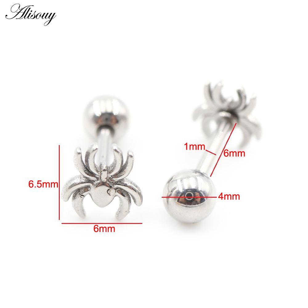 2PC Edelstahl Shell Kreuz Herz Stern Spinne Mond Schlange Biene Dreieck Frauen Männer Ohrstecker Knorpel Ohrringe Piercing Schmuck