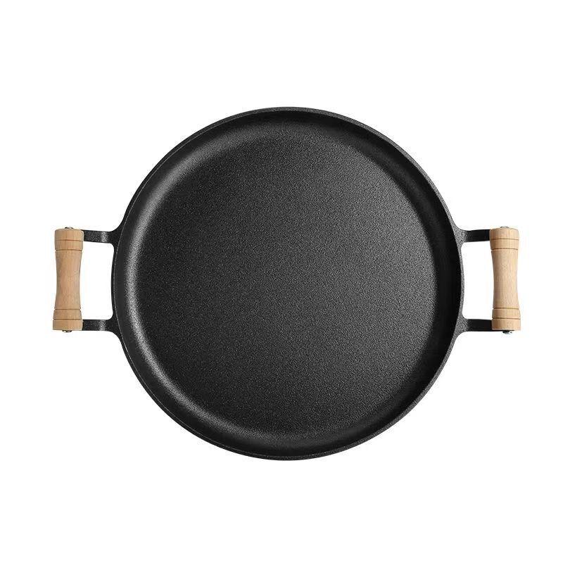 UOSU Cast Iron Deep Frying Pan with Glass Lid