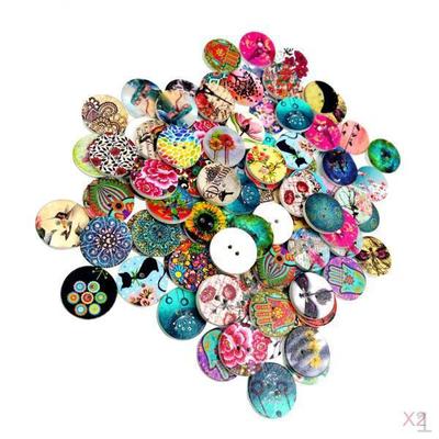 200 szt. Drewniane guziki do szycia 2 otwory dekoracyjne malowane guziki Scrapbooking 20mm