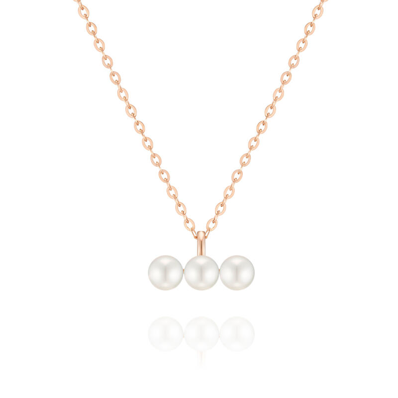 

MAISON DE SHE 14K Gold Triple Pearl Necklace BN03002 Pink Gold