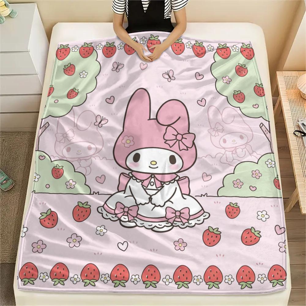 1PC My Melody Print Flannel Blanket, High quality All Seasons, Home Decor, Warmth and Comfort, Perfect for Christmas Gifts