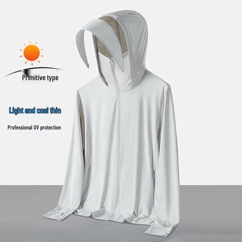 Unisex UPF50+ Sun Protection Jacket with Detachable Hat Brim for Cycling and Hiking