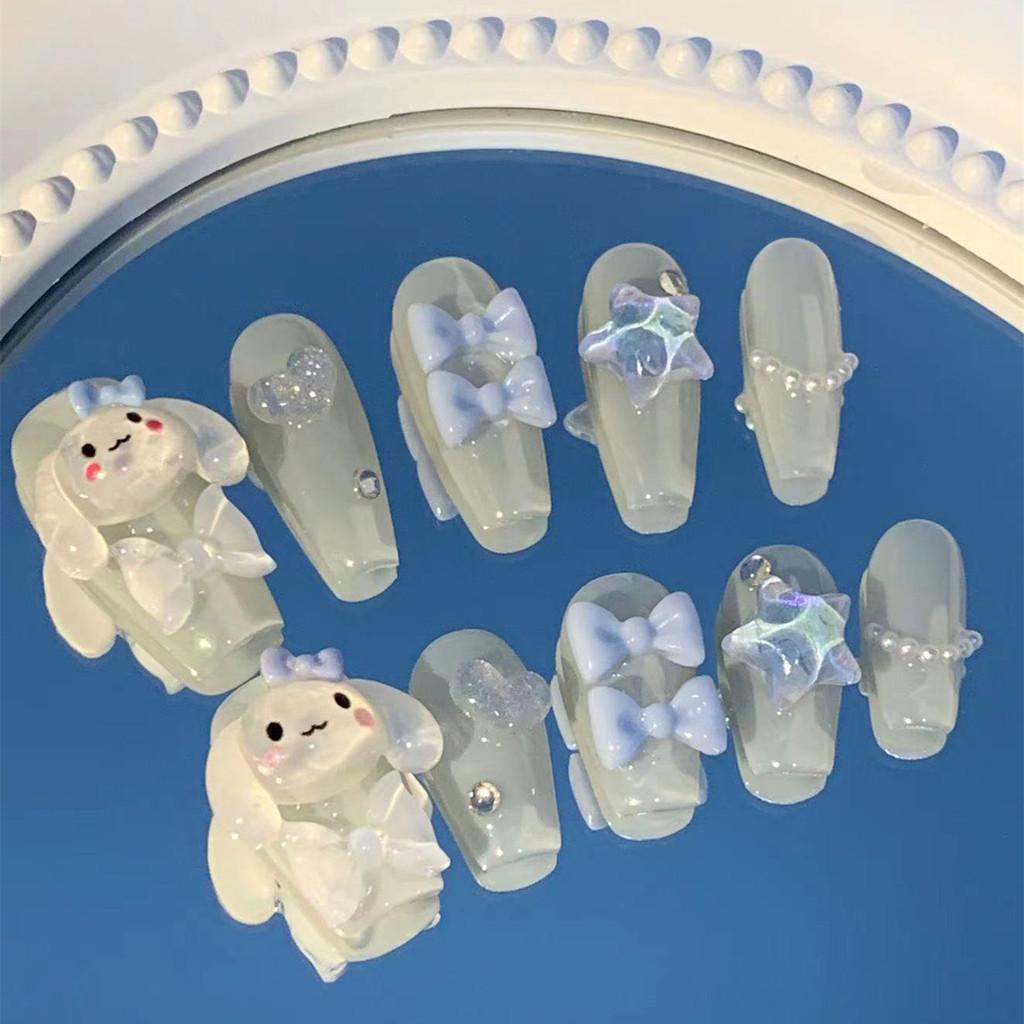 Handmade Cartoon Version Crystal Dog With Detachable Nail Stickers For Girls Adorable And Charming Style