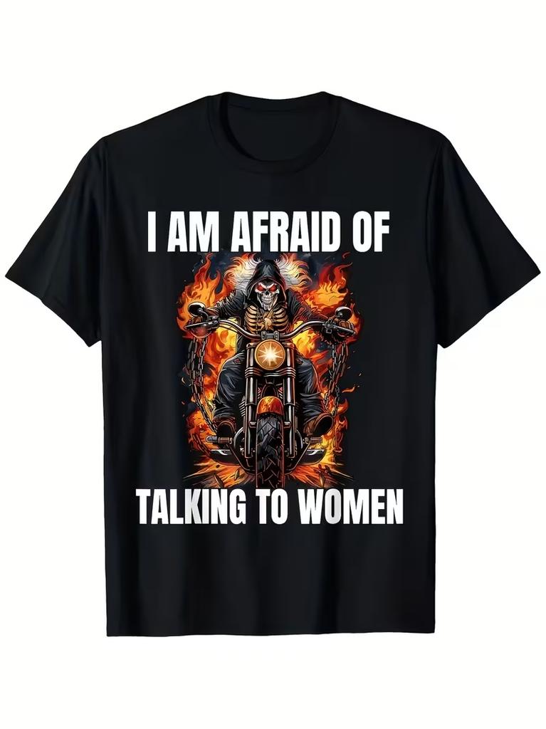 Men's Women I Am Afraid of Talking To Women T-shirt Streetwear Oversize Casual Gift Y2K Harajuku Cotton Short Sleeved Meme Tee