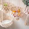 Hand-Woven Cotton Rope Mesh Basket for Kitchen, Fruit, Flowers, Vegetables, and Bohemian Décor.