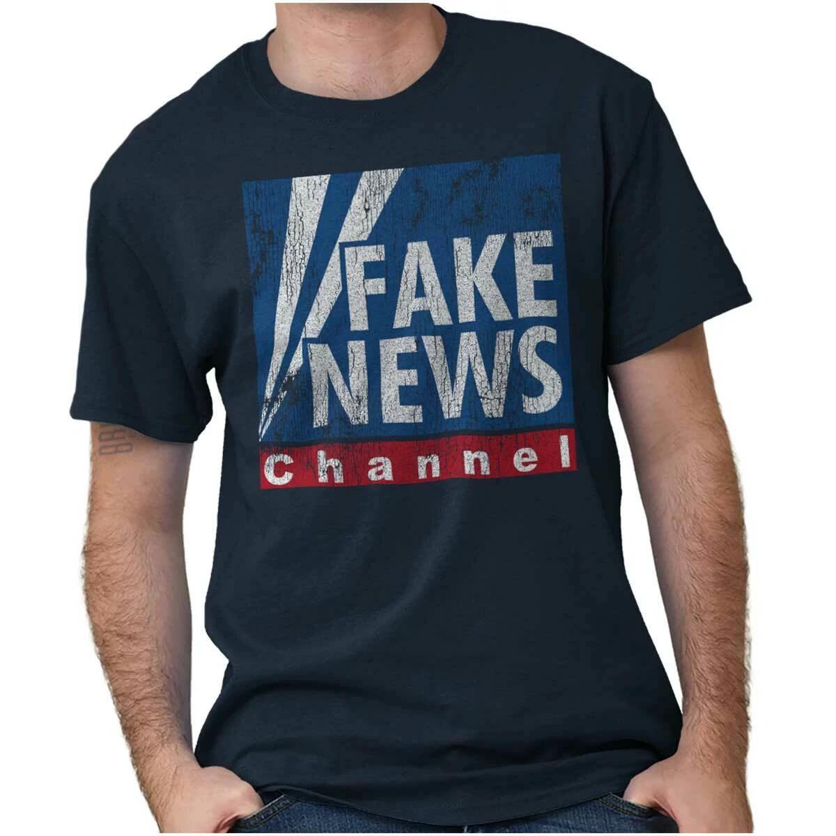 Fake News President Donald Trump Political Womens or Mens Crewneck T Shirt Tee L