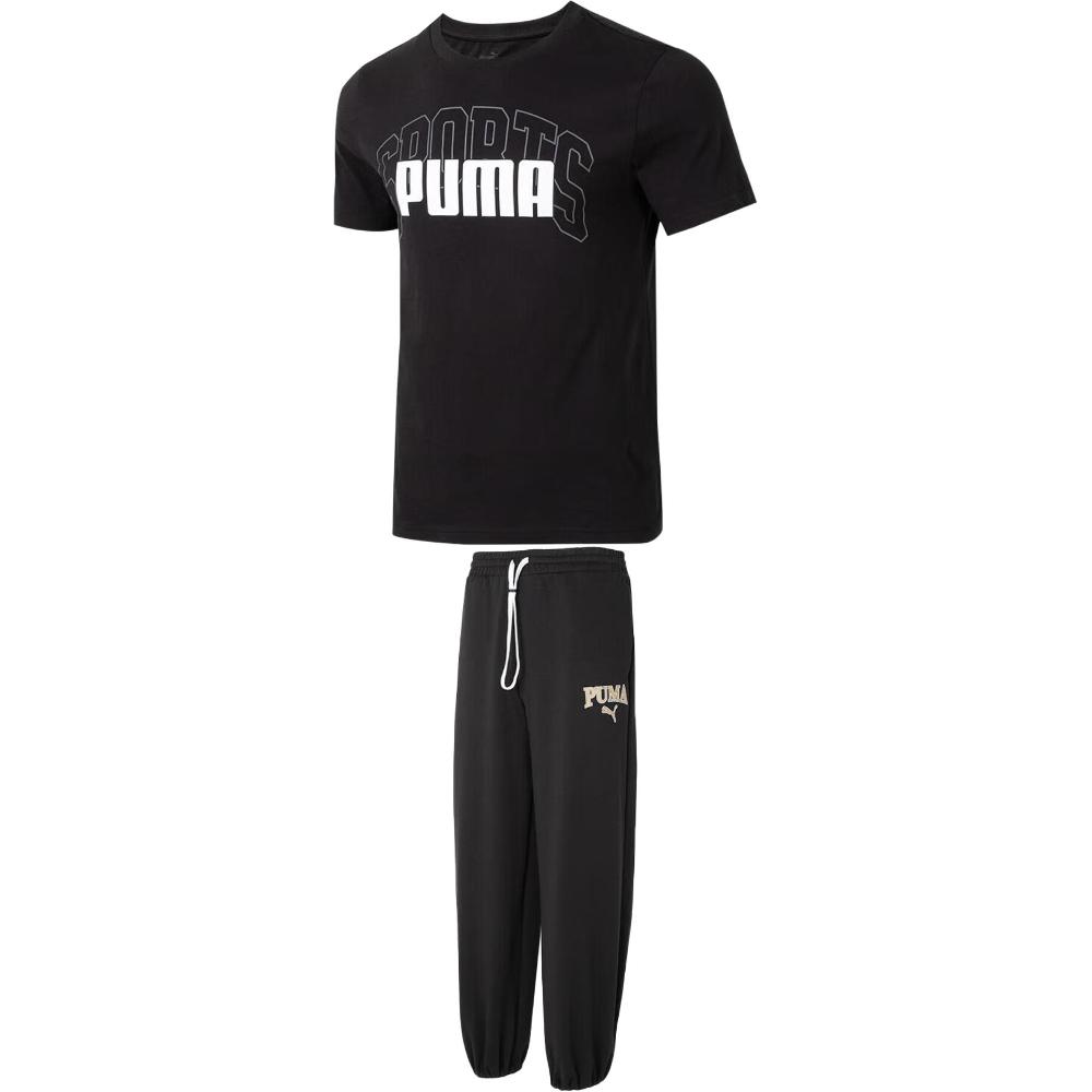 

Puma Тренировочный дышащий трикотажный комплект с коротким рукавом и круглым вырезом, брюки-джоггеры, повседневный спортивный комплект, мужские комплекты 630560-01+682928-01 S