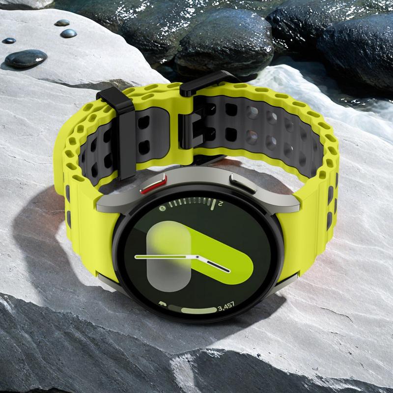 Dual-Tone Silicone Watch Strap For Samsung Galaxy Watch 7/6/5/4/FE - 40mm & 44mm Breathable Quick-Release Buckle Watch Strap