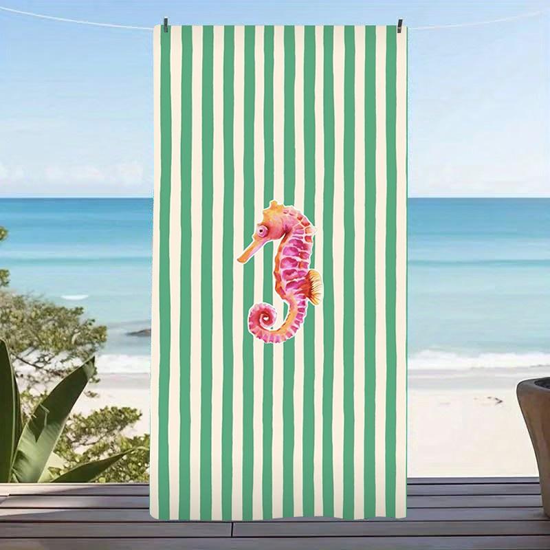 Seafood Medley Beach Towel Colorful Lobster Starfish Shells And Oranges Pattern Fun Nautical Theme Soft Microfiber Towel