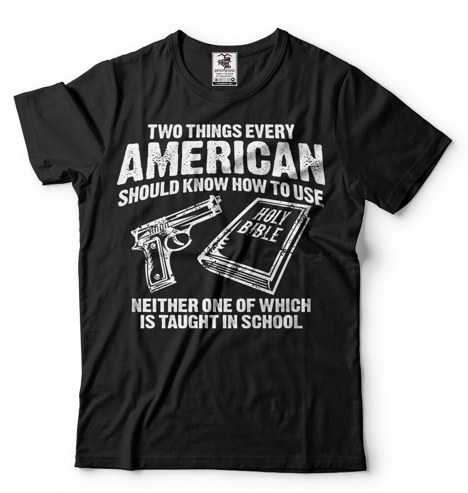 Guns and Bible T-shirt Donald Trump 2nd Amendment Constitution Christian T-shirt M