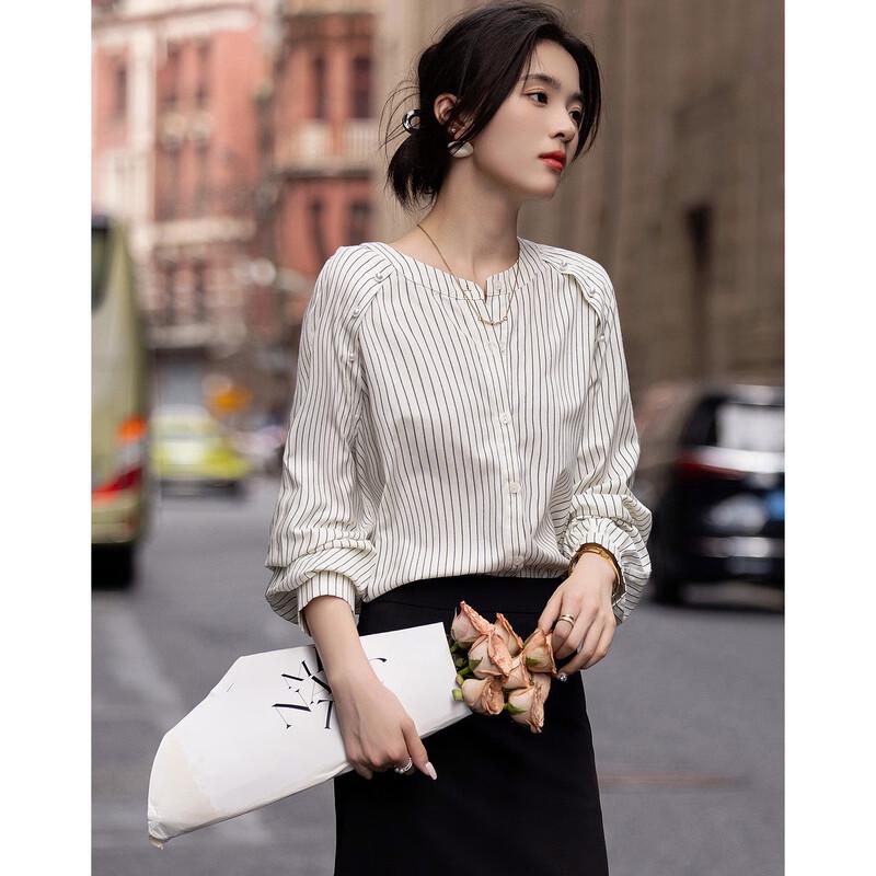 Demana Women's Striped Cloud Cotton Blend Shirt