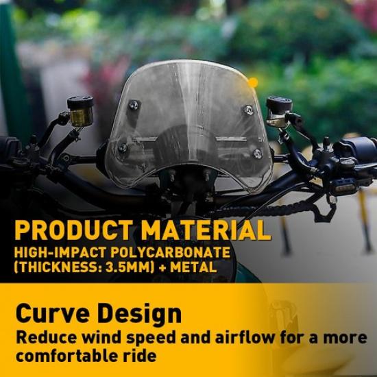Universal Motorcycle Headlight Fairing Windshield Windscreen 5-7'' Round Clear A