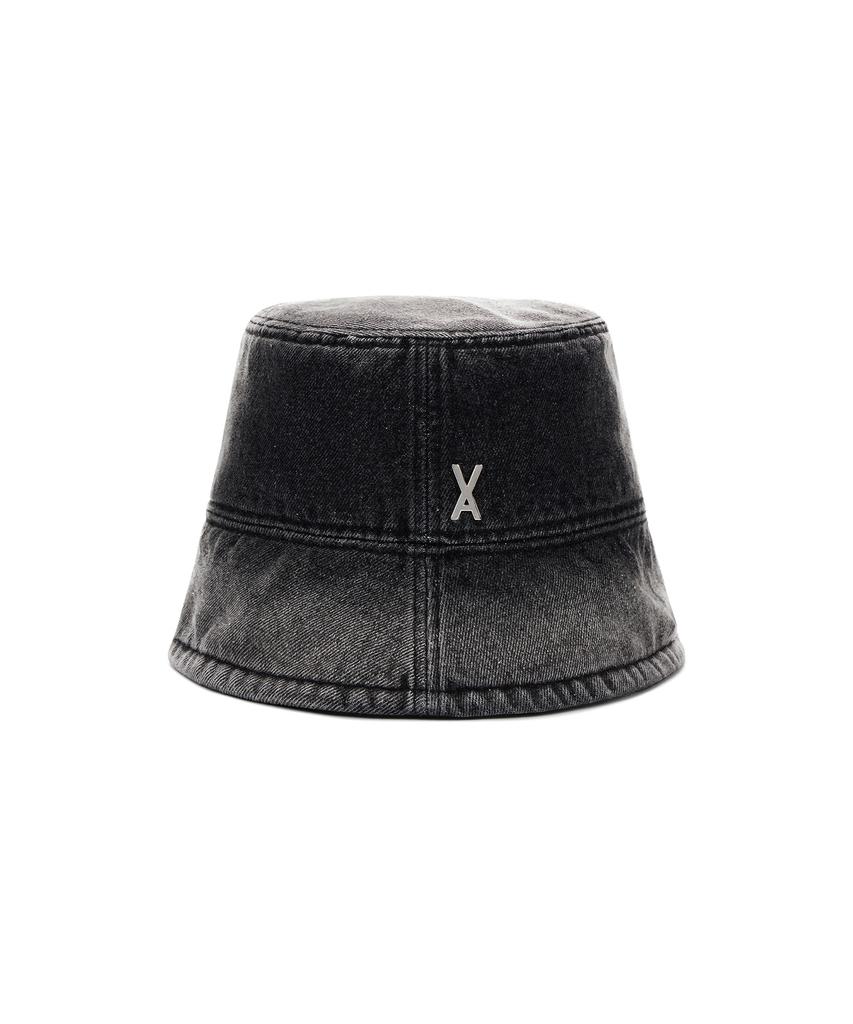 Bajal Va Studded Overdyed Denim Drop Bucket Hat Black
