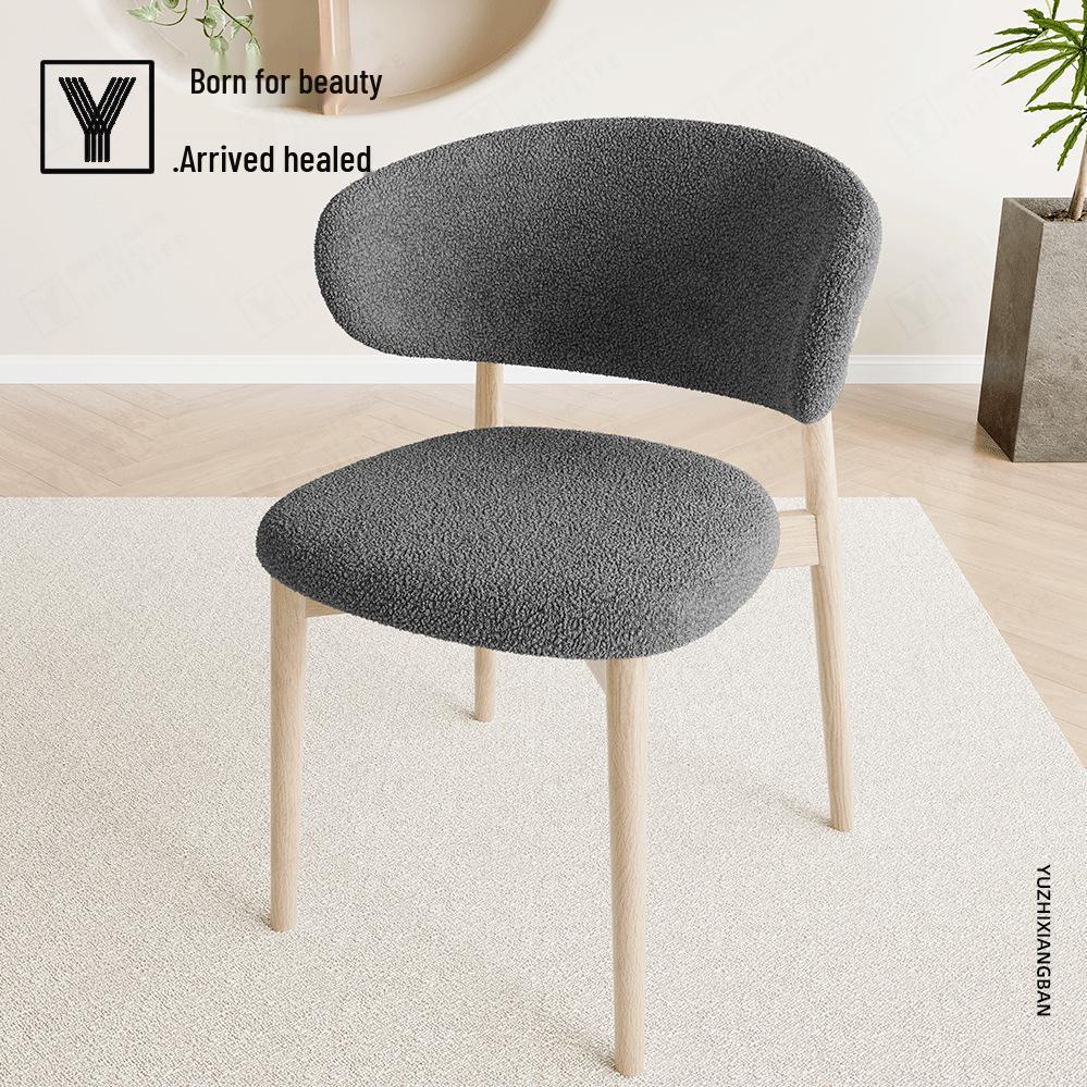 2026 Thickened Teddy Fleece Horn Button Chair Cover for C-Shaped Backrest - Retro Light Luxury Protector