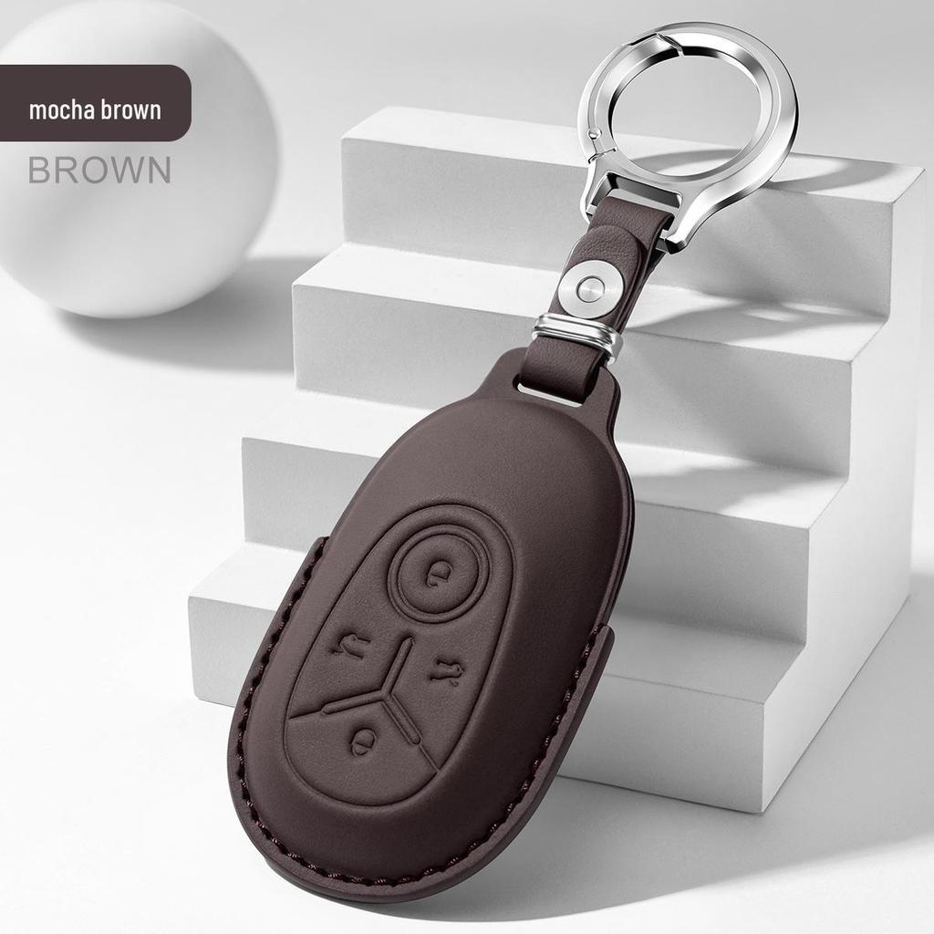 Premium Cowhide Key Cover for Geely Panda - Unisex Interior Accessory