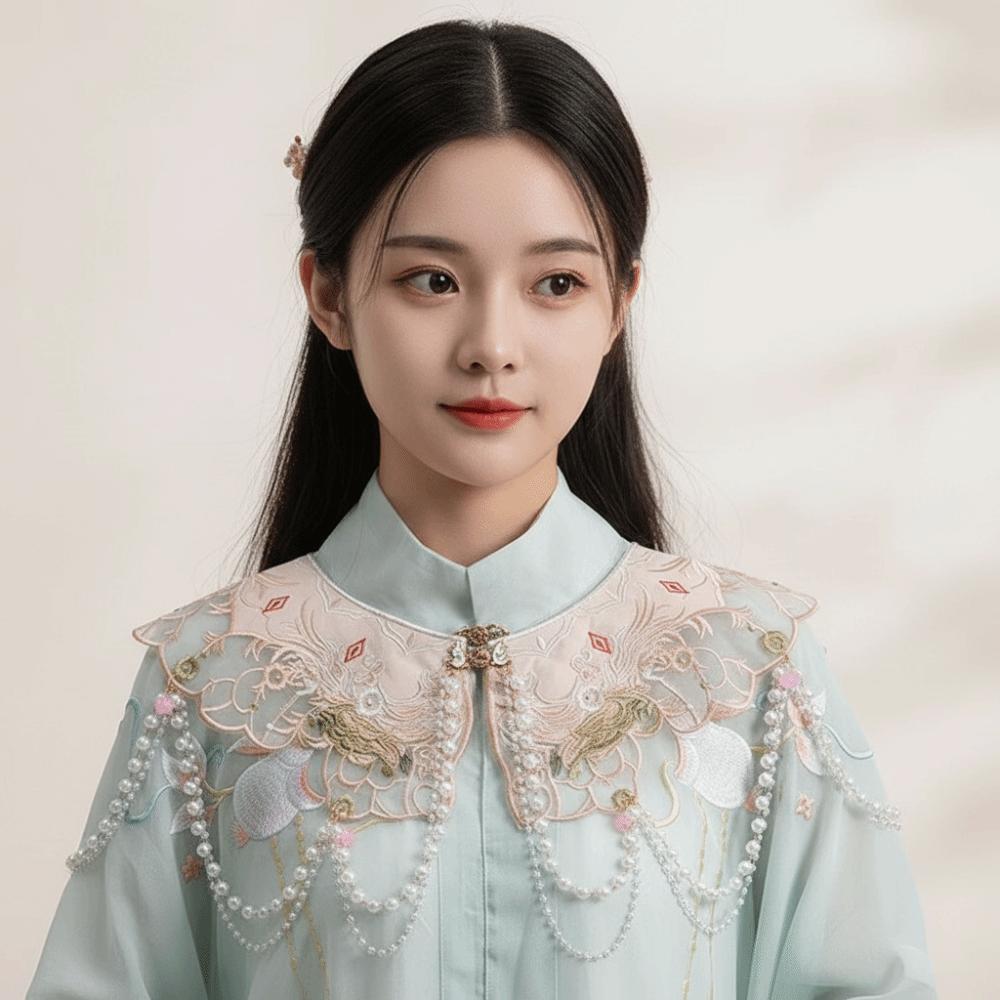 Embroidery Design Hanfu Collar Pearl Detachable False Collar Chinese Traditional