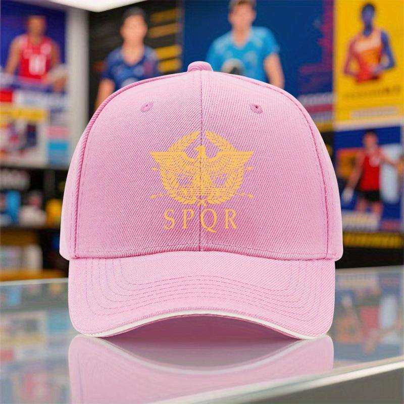 1 Pieza Gorra de Béisbol Ligera Nueva para Verano y Otoño para Hombres y Mujeres, Transpirable Negra con Estampado SPQR Romano, Gorra de Fiesta
