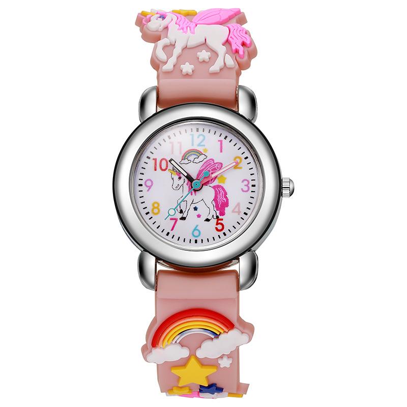 Promotional Gifts Cartoon Children S Watch Silicone Stereo Student Cute Quartz Children S Watch розовый