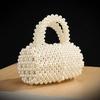 Elegante bolsa de noite com tecelagem de miçangas, estilosa e versátil, bolsa de mão para banquete e festa, bolsa de armazenamento de pérolas para saídas sociais
