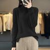 Women's 100% Wool Retro Stand Collar Sweater with Frog Buttons, Solid Color Knit, Autumn/Winter 2025 Collection