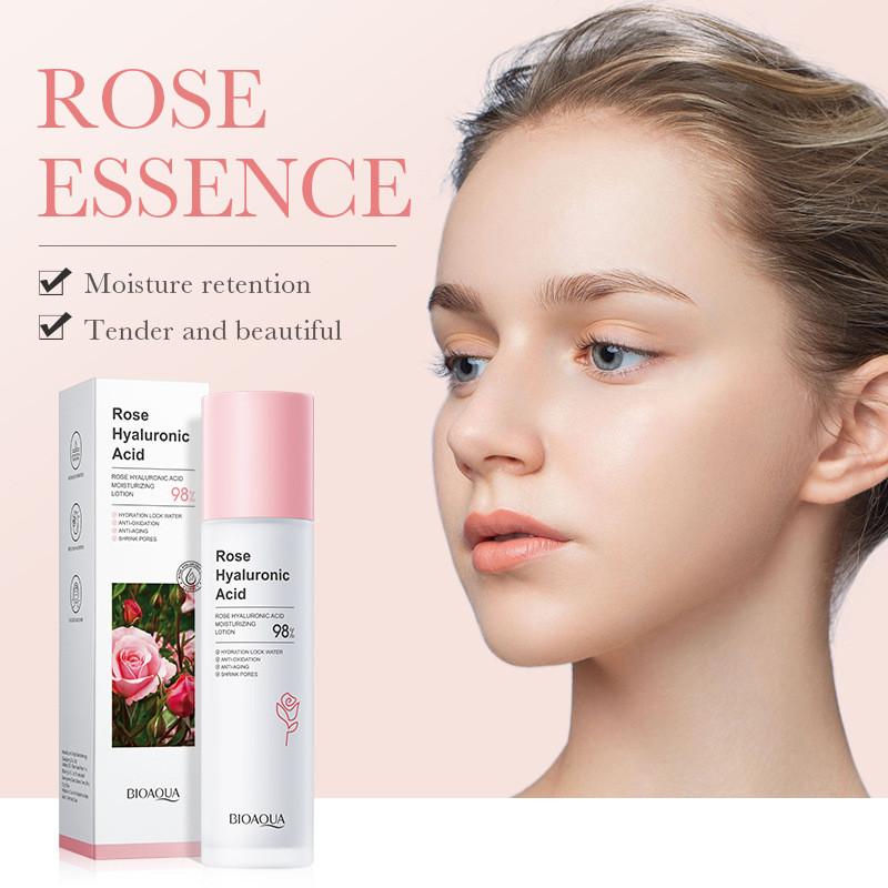 Bioaoua Rose Hyaluronic Moisturizing Lotion Hydrating Lightweight Non Greasy For All Skin Types 100ml