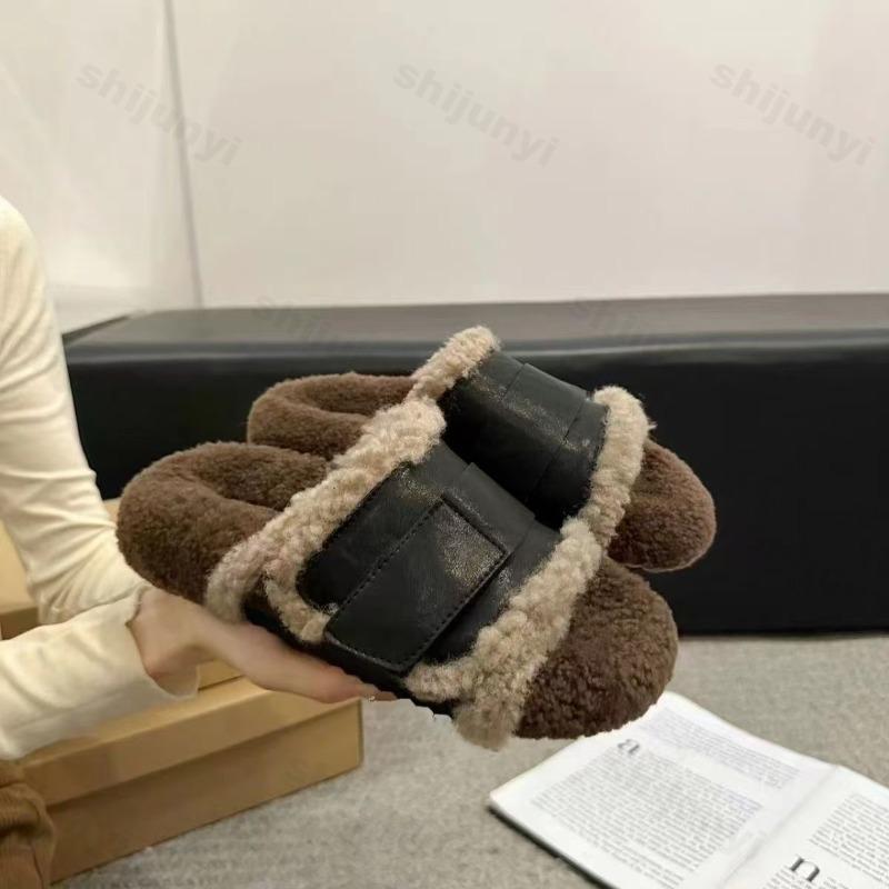 Fashion Fashion Women's Platform Plush Shoes Autumn New Vintage Outdoor Non Slip Casual Flats Lightweight Comfortable Soft Sole Slippers