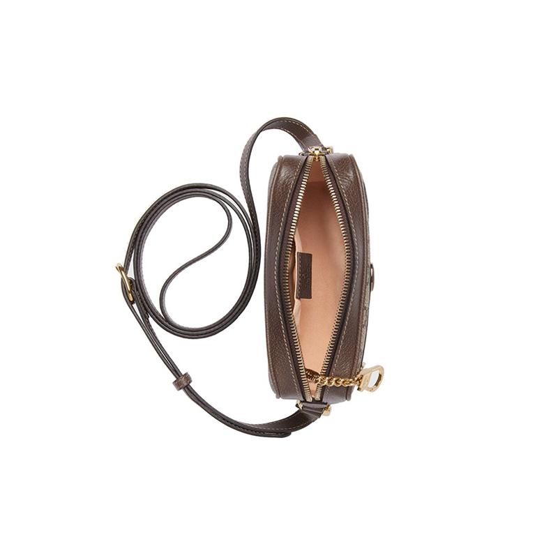 Gucci Ophidia Retro Presbyopia Logo Striped Webbing Canvas and Leather Camera Bag Crossbody Shoulder Bag Mini Unisex Couple Style Beige and Ebony