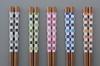 Hiranoi Chopsticks Set of 6 Colorful Wakasa Dishwasher Colorful Ichimatsu Pattern Pairs 1 Extra Pairs, Lacquerware, Safe, (5 + Pair)