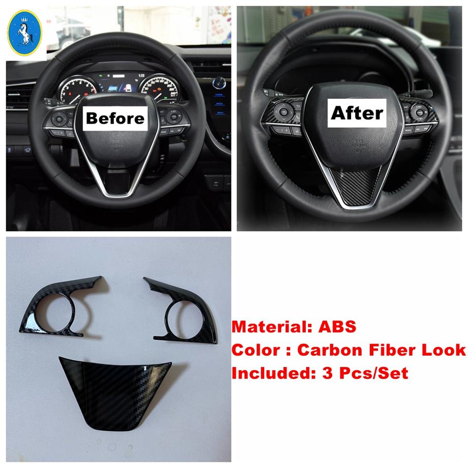 Rearview Mirror / Steering Wheel / Gear Shift Head Cover Kit Trim Fit For Toyota Camry 2018 -  Carbon Fiber Car Accessories