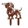 Outdoor Lawn Ornament Metal Dachshund Garden Stake, Rusty Animal Silhouette Decorative Yard Stake Art for Outside Lawn, Pathway, Patio, Flower