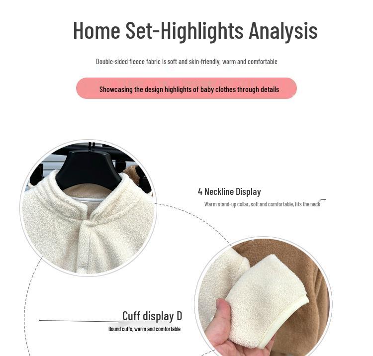 Korean Style Kids' Two-Piece Set: Stand-up Collar Fleece Sweater & Thick Pants for Fall/Winter, Unisex