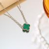 9mm Lucky Four-Leaf Clover Necklace Pendant Titanium Steel Luxury Trendy Double-Sided Clavicle Chain