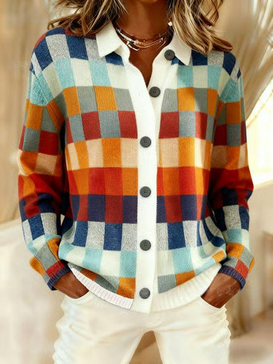 

Women s 2025 Trendy Christmas Plaid Long Sleeve Shirt 4XL