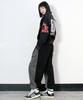 Deumakeu Color Match Side One-Pleat Wide String Pants Charcoal & Black