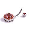 Women Rhinestone Inlaid Round Pendant Barbell Navel Ring Body Piercing Jewelry