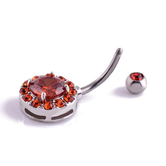 Pendentif rond incrusté de strass pour femmes, haltère, anneau de nombril, bijoux de perçage pour le corps